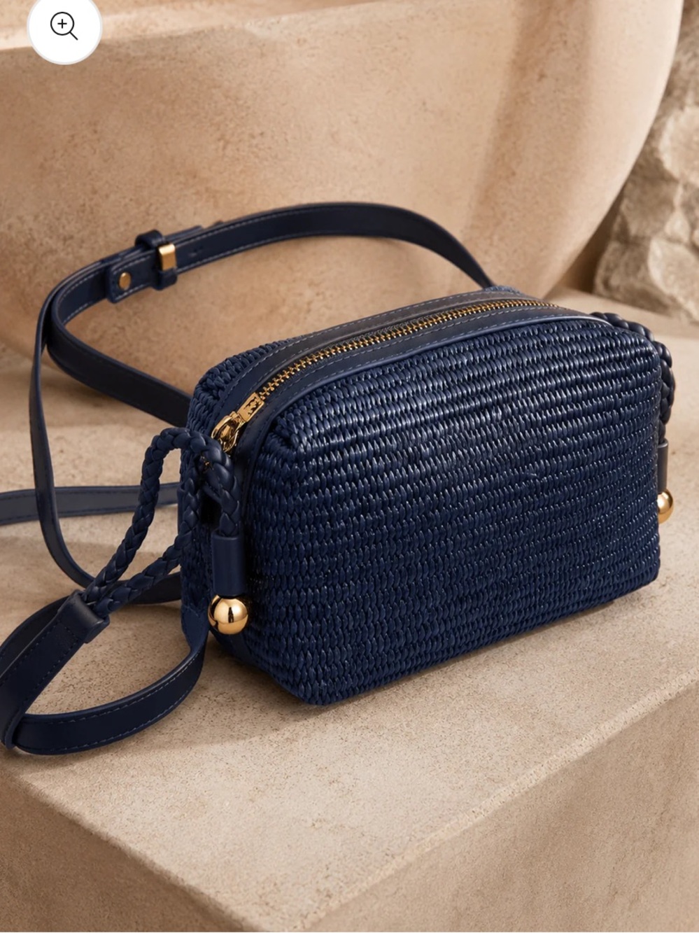 Navy Straw Small Crossbody Bag